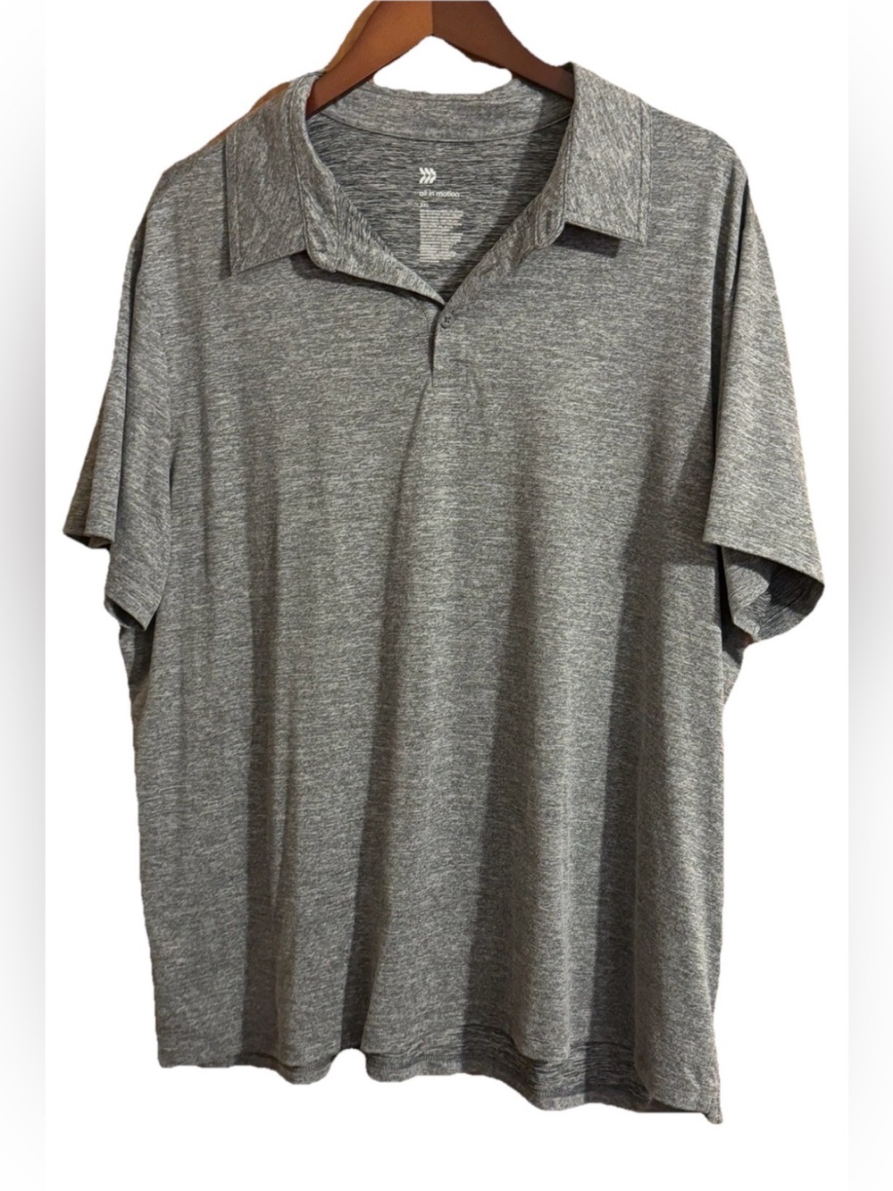 All In Motion Men’s 2XL Golf Shirt‎ Polo Gray White Stripe Short Sleeve Knit